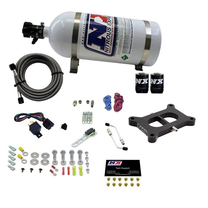 Holley 2 BBL Conventional Plate System Gasoline Stage 6 50-300Hp with 10Lb Bottle Nitrous Express NX 30020