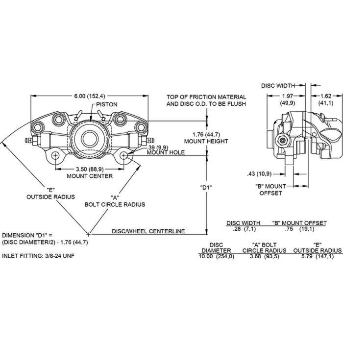 Wilwood 120-14373 WLD-19 Lug Mount Caliper 2 Pistons