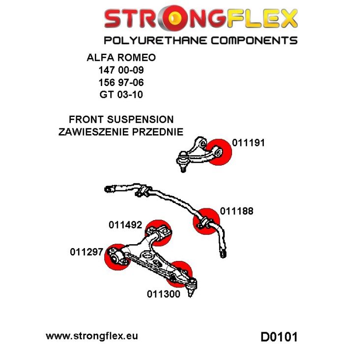 Alfa Romeo 147 156 GT 011188A: Tuleja stabilizatora przedniego SPORT Alfa Romeo 147