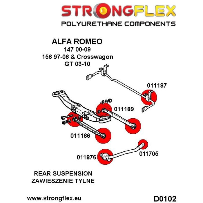Alfa Romeo 147 156 GT 011189B: Tuleja wahacza tylnego poprzecznego tylnego Alfa Romeo 147