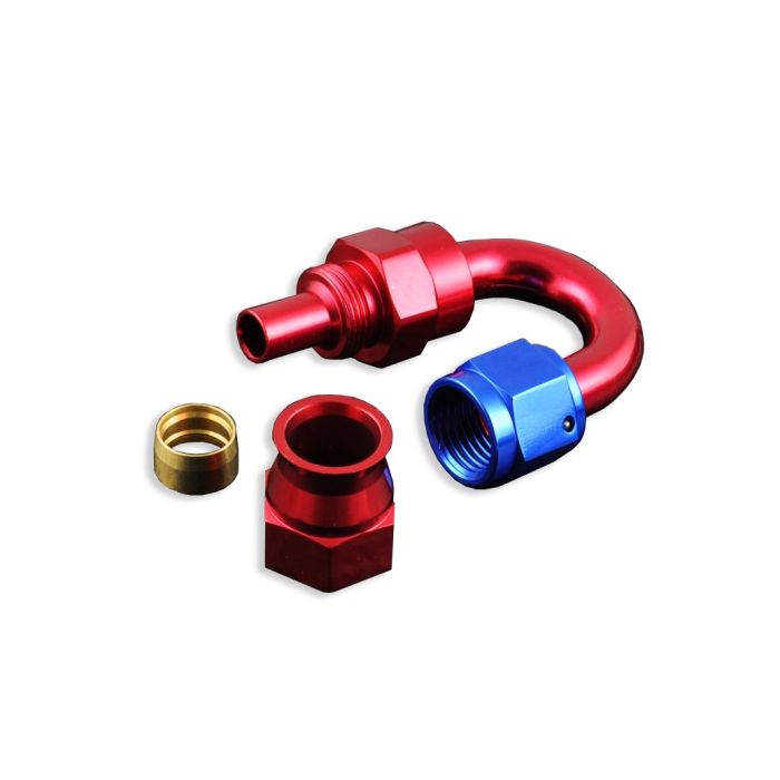 AN6 180' PTFE Końcówka paliwowa olejowa JIC Czerwony