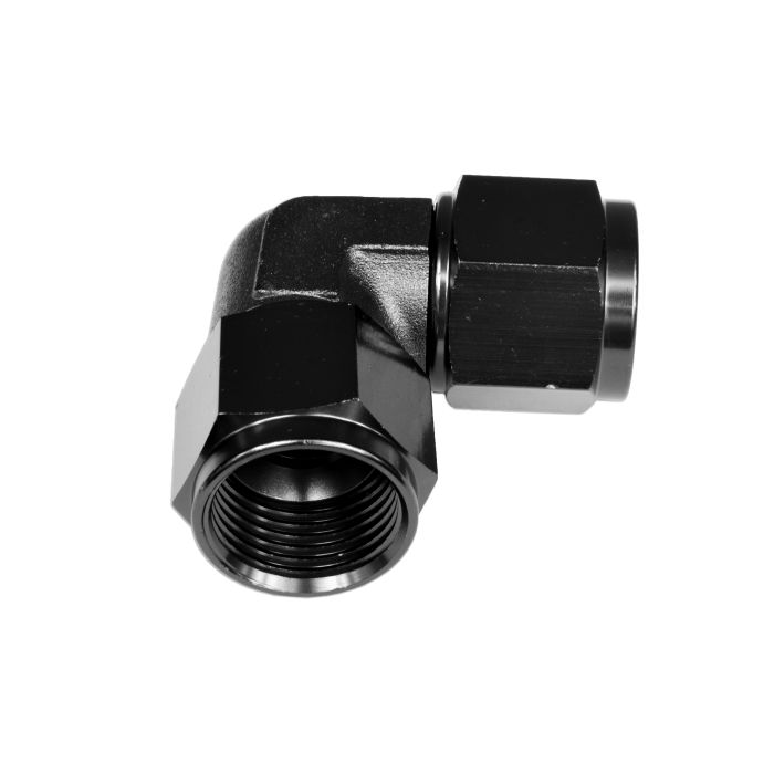 AN6 90' Nypel adapter żeńsko-żeński Czarny