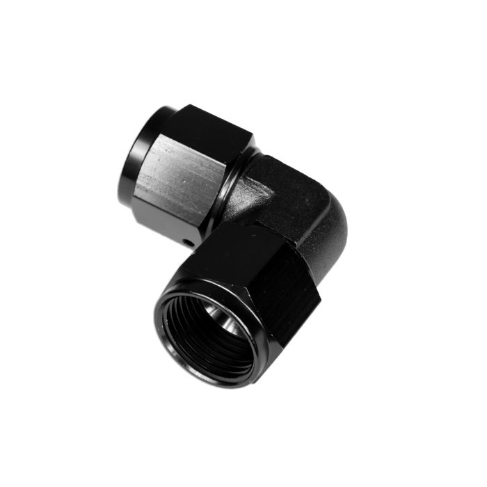 AN6 90' Nypel adapter żeńsko-żeński Czarny