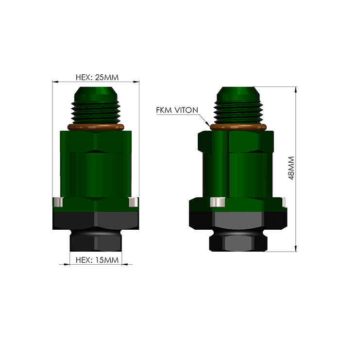 Fuel Pump Outlet Adapter Check Valve AN6 Radium Engineering