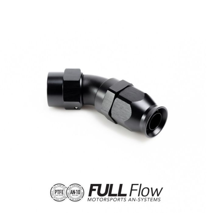 Full Flow PTFE Hose End Fitting 45 Degree AN8