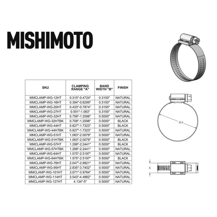 Mishimoto MMCLAMP-WG-57HTGD High-Torque Worm Gear Clamp Gold 57mm 10pcs      