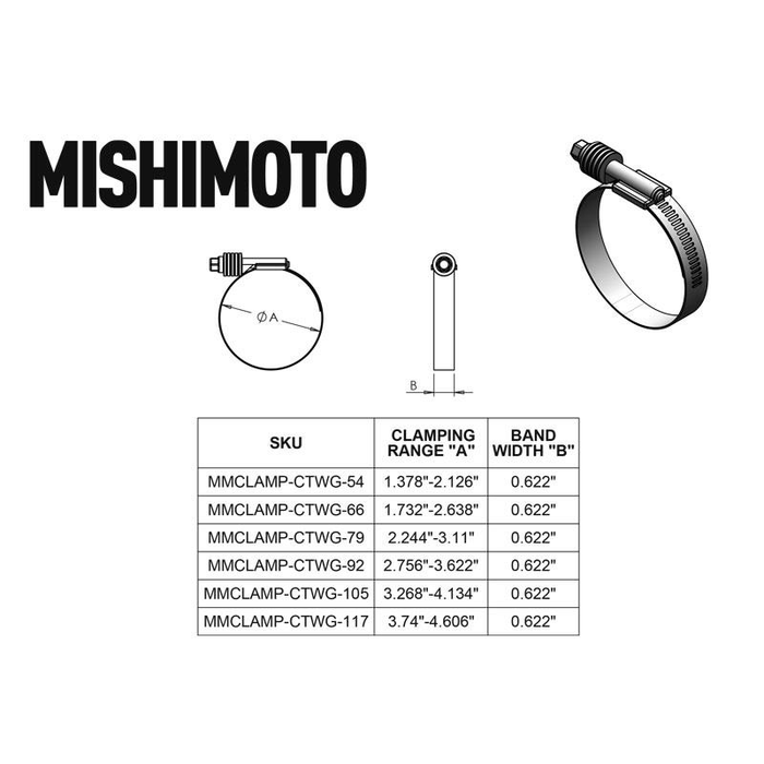 Mishimoto MMCLAMP-CTWG-105 Constant Tension Worm Gear Clamp 3.27