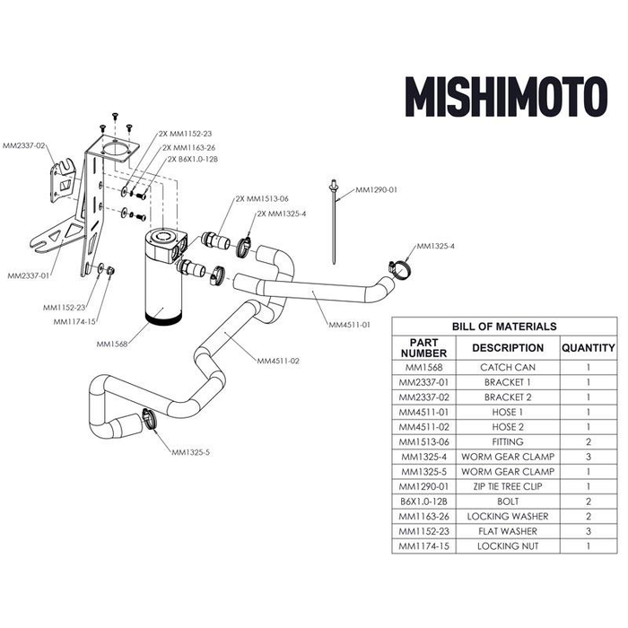 Mishimoto MMBCC-RGR-11BE Baffled Oil Catch Can Kit for Ford Ranger 3.2L Diesel 11+   