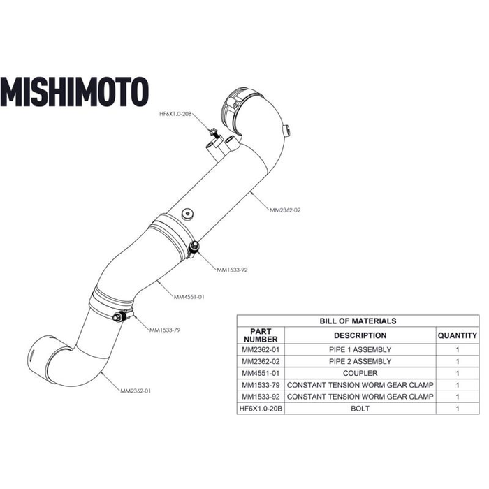 Mishimoto MMICP-SUP-20RD Charge Pipe Kit for Toyota Supra 20+ Red      