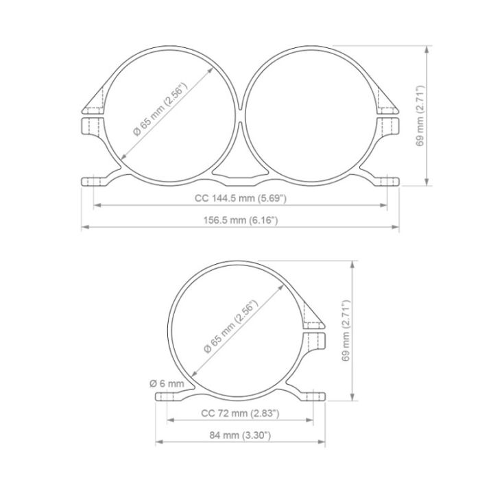 Nuke Performance Single Universal Bracket 65mm, with Bosch 044 insert