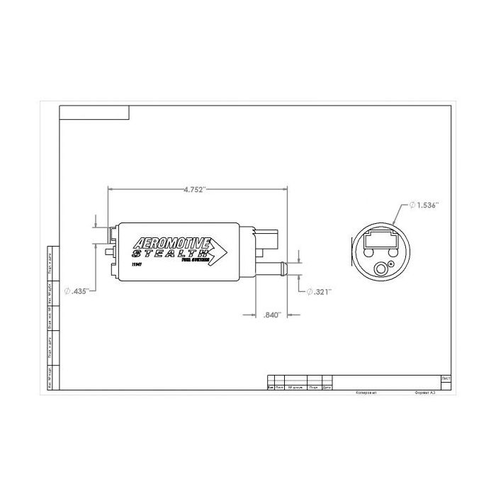 Pompa paliwa Aeromotive 340 Stealth, 340lph (przesunięty wlot) ARE 11541