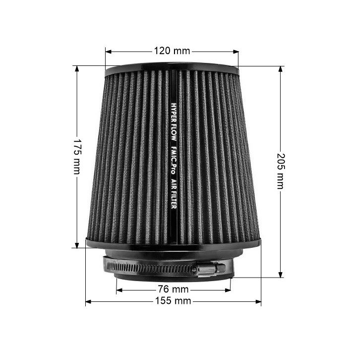 Stożkowy filtr powietrza FMIC.Pro dł. 175mm średnica montażowa 76mm