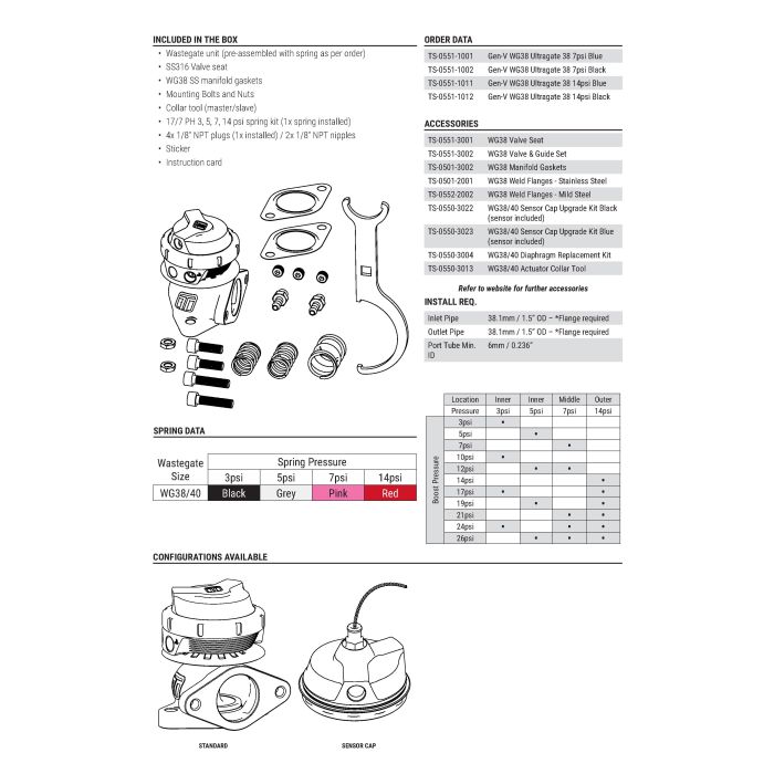 Turbosmart wastegate WG38 GenV Ultragate 38 14psi Red