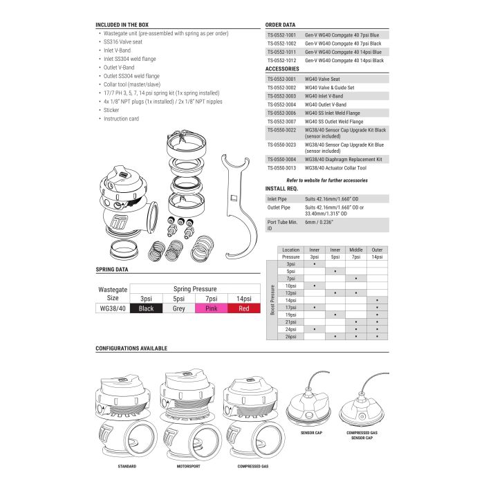 Turbosmart wastegate WG40 GenV Compgate 40 14psi Red