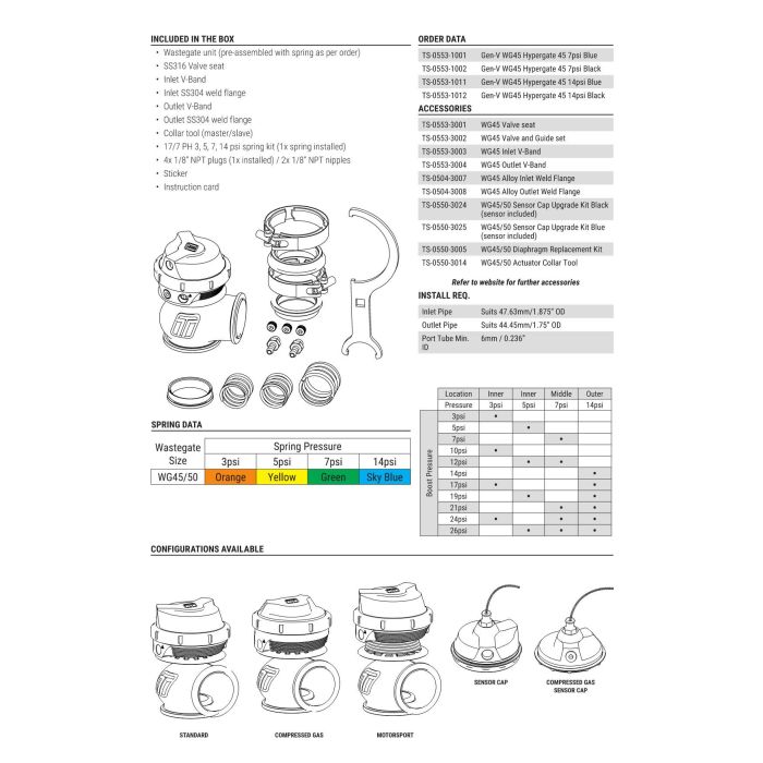 Turbosmart wastegate WG45 GenV Hypergate 45 7psi Blue