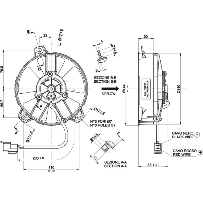 WENTYLATOR OSIOWY SPAL 12V VA31-A101-46A SUMIT (130 MM)
