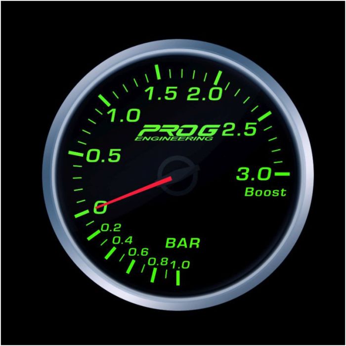 Wskaźnik Pro G Race Series 2 RS, doładowania Boost 3 Bar GREEN 60mm