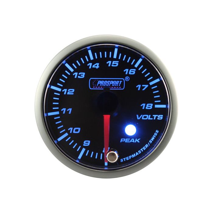 Wskaźnik Prosport Napięcie seria Stepper Motor Peak 52mm Blue
