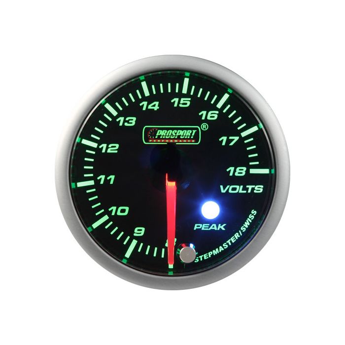 Wskaźnik Prosport Napięcie seria Stepper Motor Peak 52mm Green