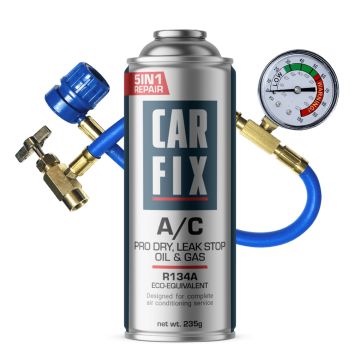 CarFix 5in1 A/C Refill for R134a 235ml + Hose with Pressure Gauge
