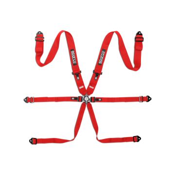 Sparco BRN0054B0.R Competition H-3 6 Point Harness FIA Approved 8853-2016 Red