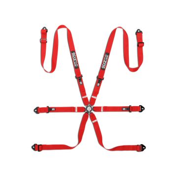 Sparco BRN0081B0.R Competition H-2 6 Point Harness FIA Approved 8853-2016 Red
