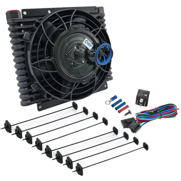 Davies Craig DC600 Universal Engine Trans Oil Cooler 32mm 14-Row AN10 8" Fan Combo 12V