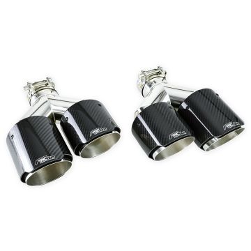Dual Exhaust Tailpipe Set FMIC.Pro gloss carbon 89mm Tip 63mm Inlet