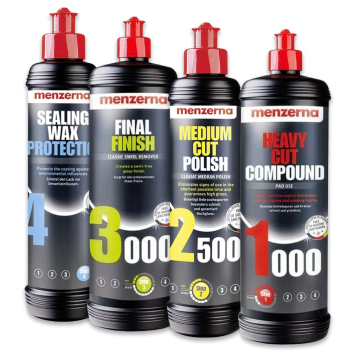 Menzerna Polishing Compound Set 1000 2500 3000 + Sealing Wax Protection Paint Correction and Protection Kit 4x250ml