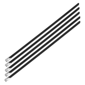 Nuke Performance Stainless Steel Locking Ties 4.6mm x 200mm 5pcs Black