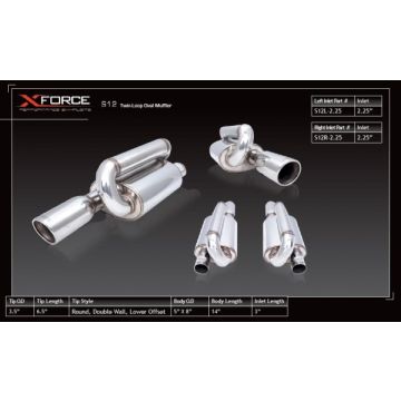 Oval Muffler XForce Twin Loop 2.25" left inlet