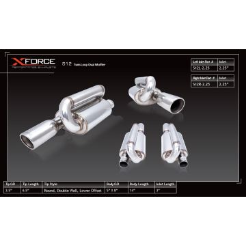 Oval Muffler XForce Twin Loop 2.25" right inlet