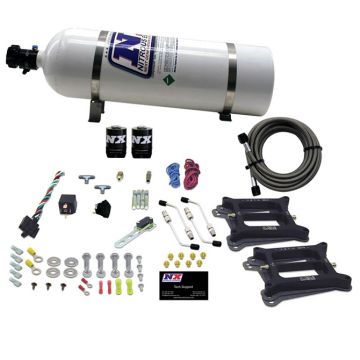 Dual 4150 Conventional Plate System Gasoline Pro-Power 100-500Hp with 15Lb Bottle Nitrous Express NX 50240-15