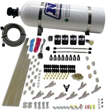 8 Cylinder S.T.D Annular Nozzle Direct Port 4 Solenoids Carburted Applications with 15Lb Bottle Nitrous Express NX 80018-15