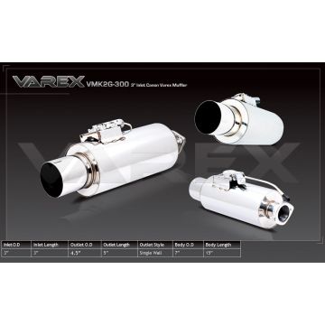 Round body muffler XForce with Varex system 19,05cm x 38,1cm