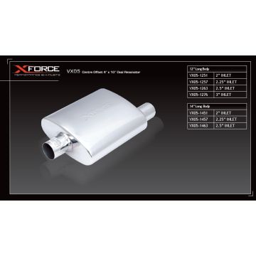 Oval body muffler XForce 4x10x12" With 2.5" Inlet   