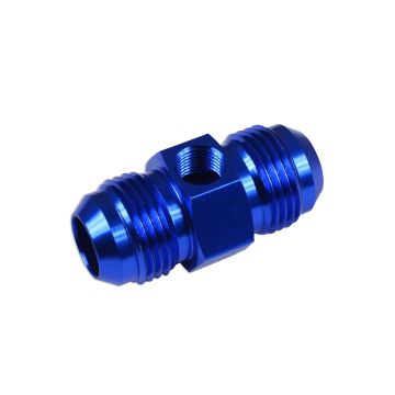 AN10 AN- 10 Adapter male-male with Inline port 1/8 NPT Fuel Oil Pressure Blue