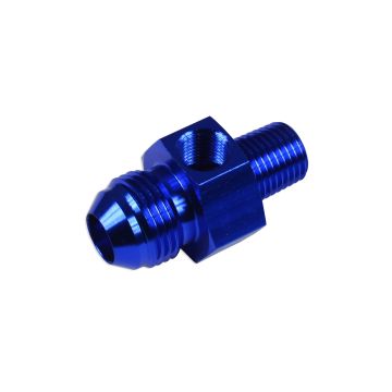 AN8 AN -8 to 1/4 NPT inline 1/8 NPT fuel oil adapter Blue