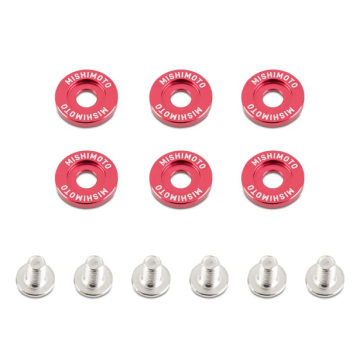 Mishimoto MMFW-SM-6RD Fender Washer Kit Small 6pcs Red       