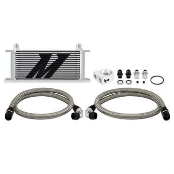 Mishimoto MMOC-U16TSL Universal Thermostatic Oil Cooler Kit 16-Row Silver      