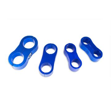 AN8 DUAL CLIPS Hose Fuel lines Clamp Cable Blue