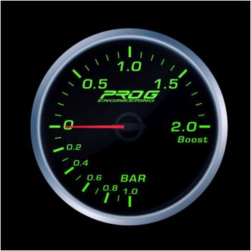 Wskaźnik Pro G Race Series RS, doładowania Boost 2 Bar GREEN 52mm