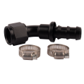 Hose Fitting Pulsar PSR Push Lock Barb 10AN 45 Degree Aluminum with Clamps-1