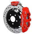 Wilwood 140-13888-DR AERO4-MC4 Big Brake Rear Parking Brake Kit 14.00 Drilled Red for Ford-1