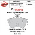 Brake Pads Wilwood 150-D0598K PM ProMatrix D598 Street Performance Racing Pads .69-2