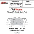 Brake Pads Wilwood 150-D0996K PM ProMatrix D996 Street Performance Racing Pads .605-2
