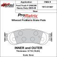 Brake Pads Wilwood 150-D1067K PM ProMatrix D1067 Street Performance Racing Pads .71-2
