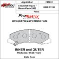 Brake Pads Wilwood 150-D1159K PM ProMatrix D1159 Street Performance Racing Pads .64-2